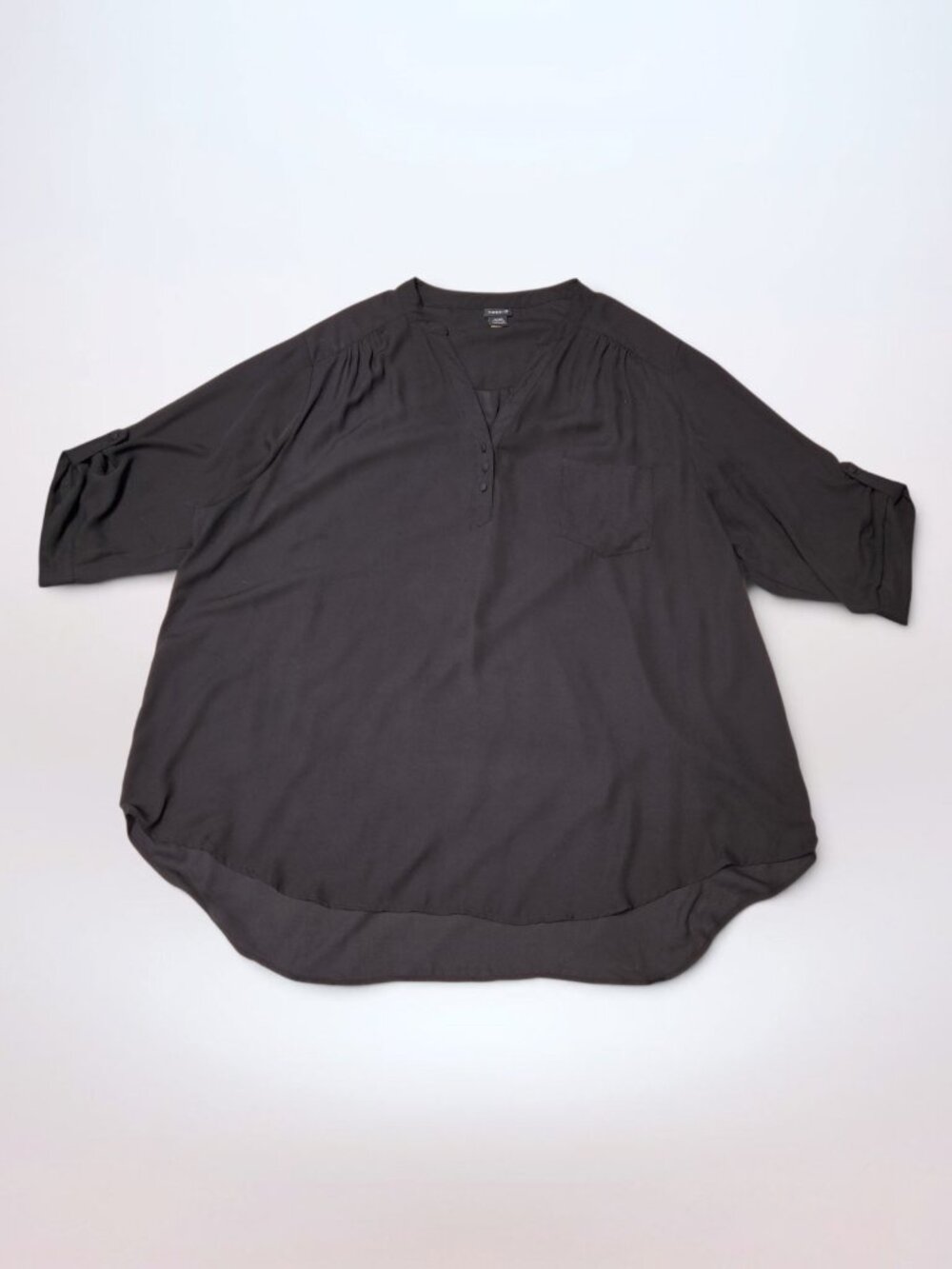 Torrid Black VNeck Sheer Button Blouse (Size 5X)